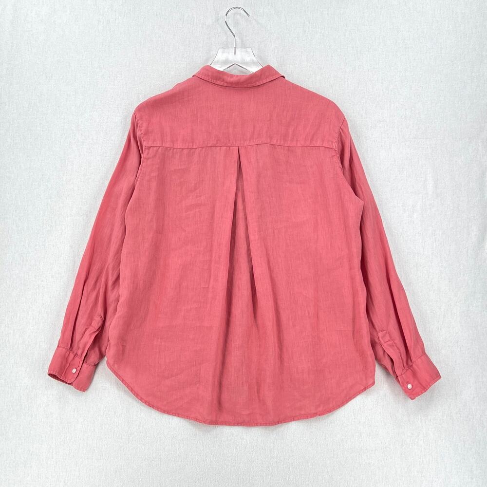 GRAYSON The Hero Button Up Shirt Womens Medium Coral Pink Linen Long Sleeve - Picture 3 of 12